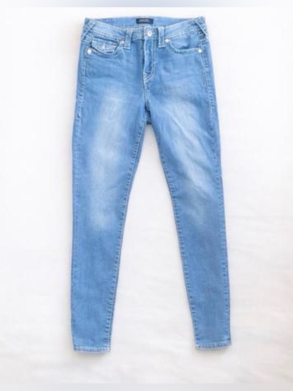 True Religion Jennie Curvy Super Skinny Jeans Size 29 Mid Rise Light Wash - Picture 2 of 4